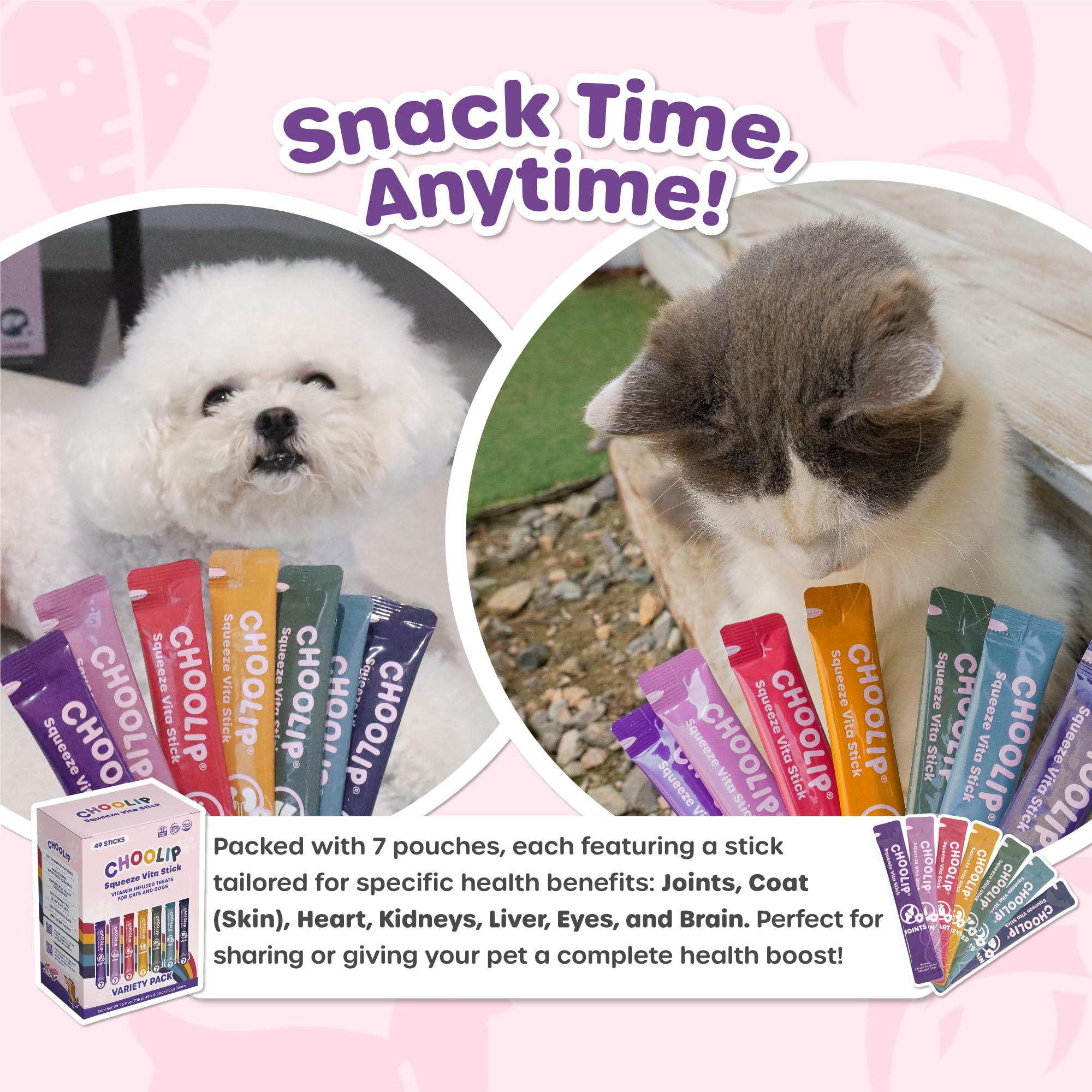 Choolip Squeeze Vita Stick lick mat serving enhances bonding.