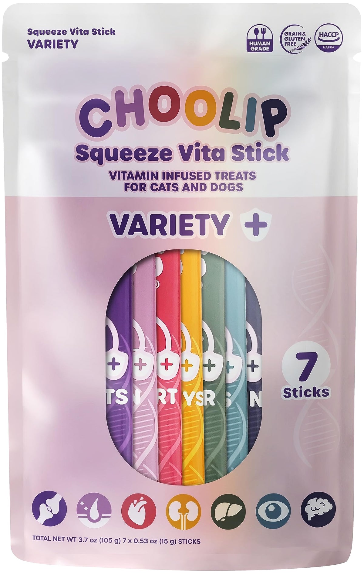 Choolip Squeeze Vita Stick: pack-7-unidades para probar variedad en mascotas.