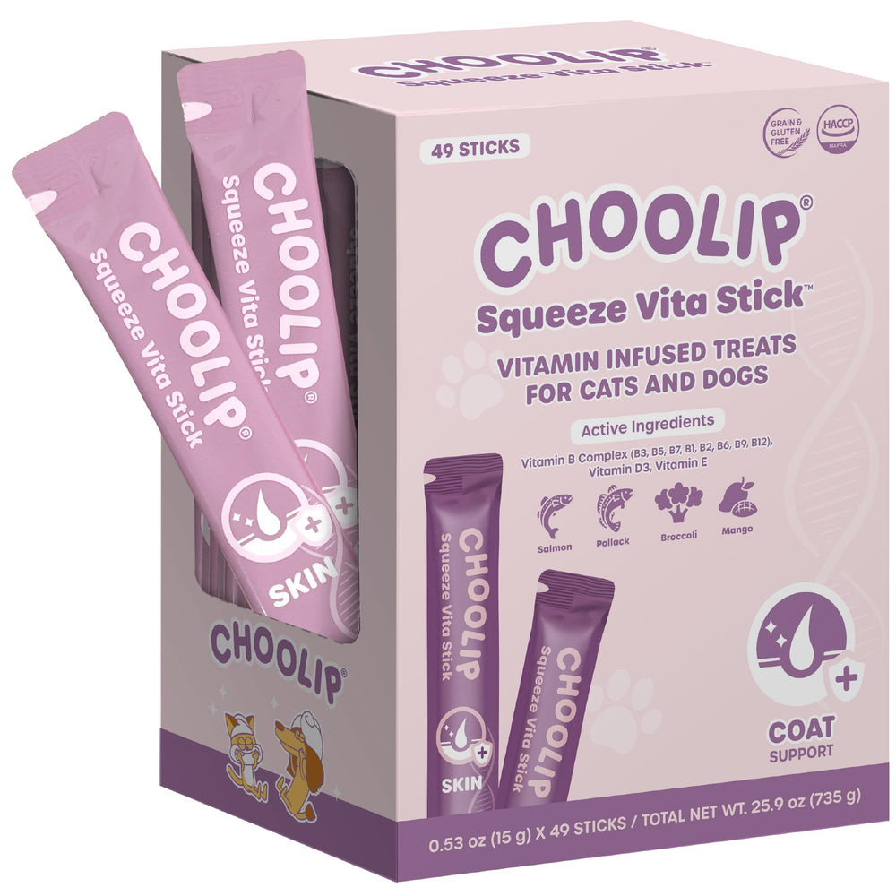 Choolip Squeeze Vita Stick pour: salmon-pollack puree for coat hydration and shine