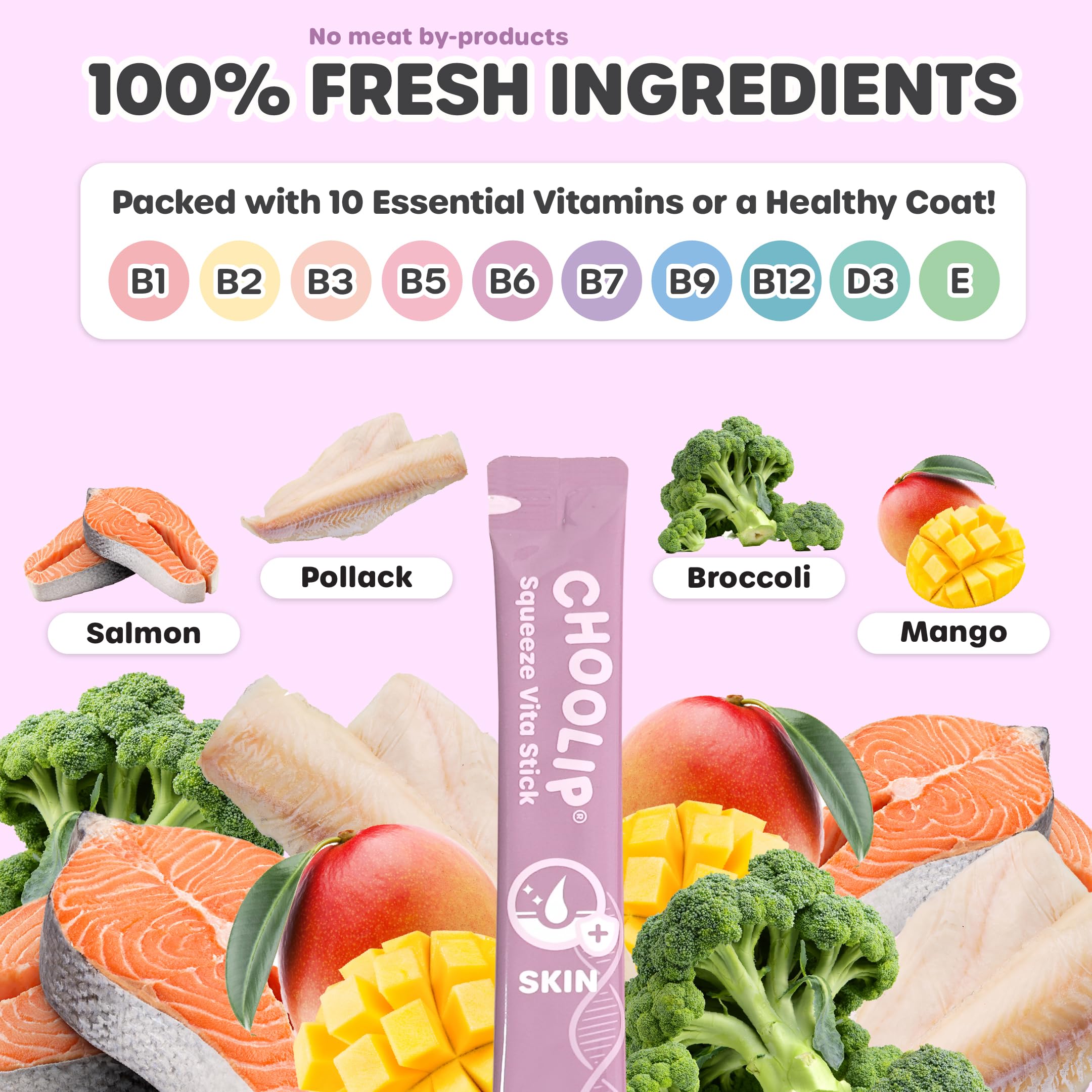 Choolip Squeeze Vita Stick salmon-pollack-puree: high-protein blend for healthy coat