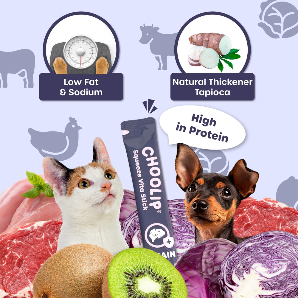 Choolip Squeeze Vita Stick serving idea with pets ready to top meals