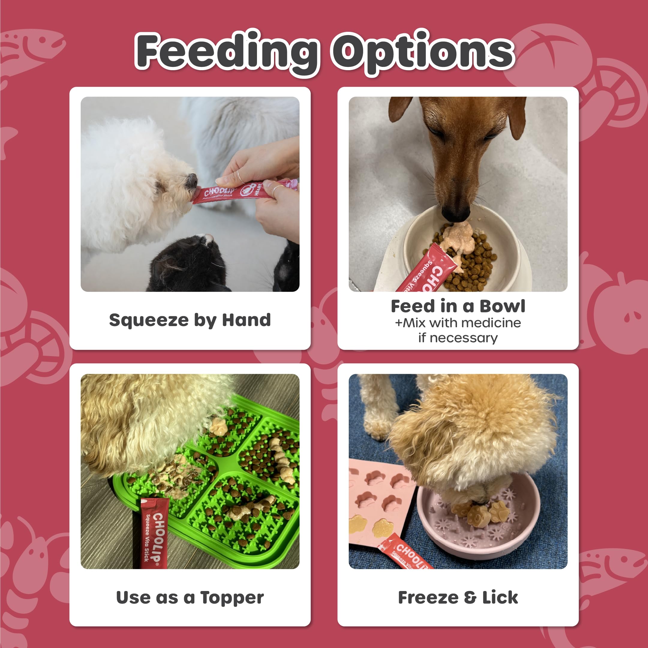 Choolip Squeeze Vita Stick friendly for picky eaters and multi-pet homes.