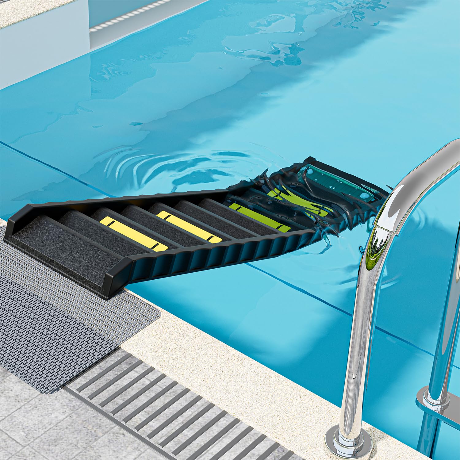 ChooseU height-adjustable ramp fits pools from 33 to 63 inches