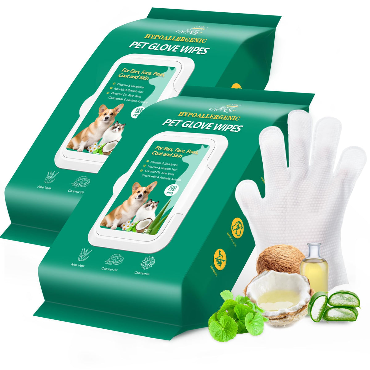 CHPPEY glove wipes pack close-up for quick cleaning between baths