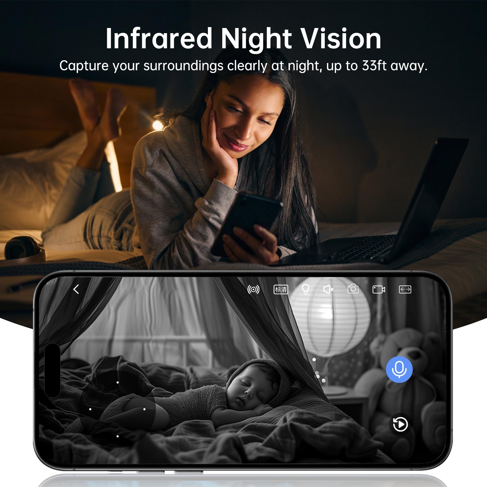Chpuss Two-way audio enables real-time conversations through the app.