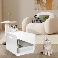 CHQZYX multifunctional cat litter box enclosure front view showing containment area and protection