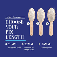 Chris Christensen 20 mm oval pin brush beech wood body at low angle highlighting lightweight control