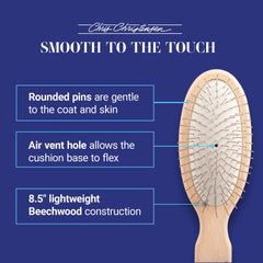 Chris Christensen 20 mm oval pin brush pins closeup reveals ground and polished tips for smooth glide