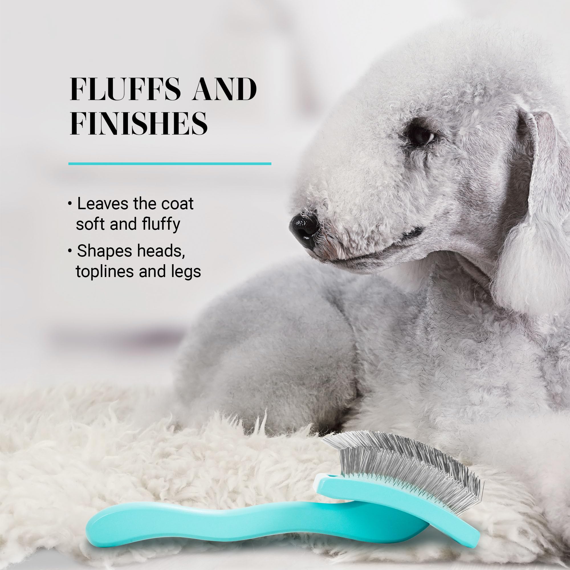 Chris Christensen Big G Dog Slicker Brush teal ergonomic grip designed for comfortable grooming sessions.