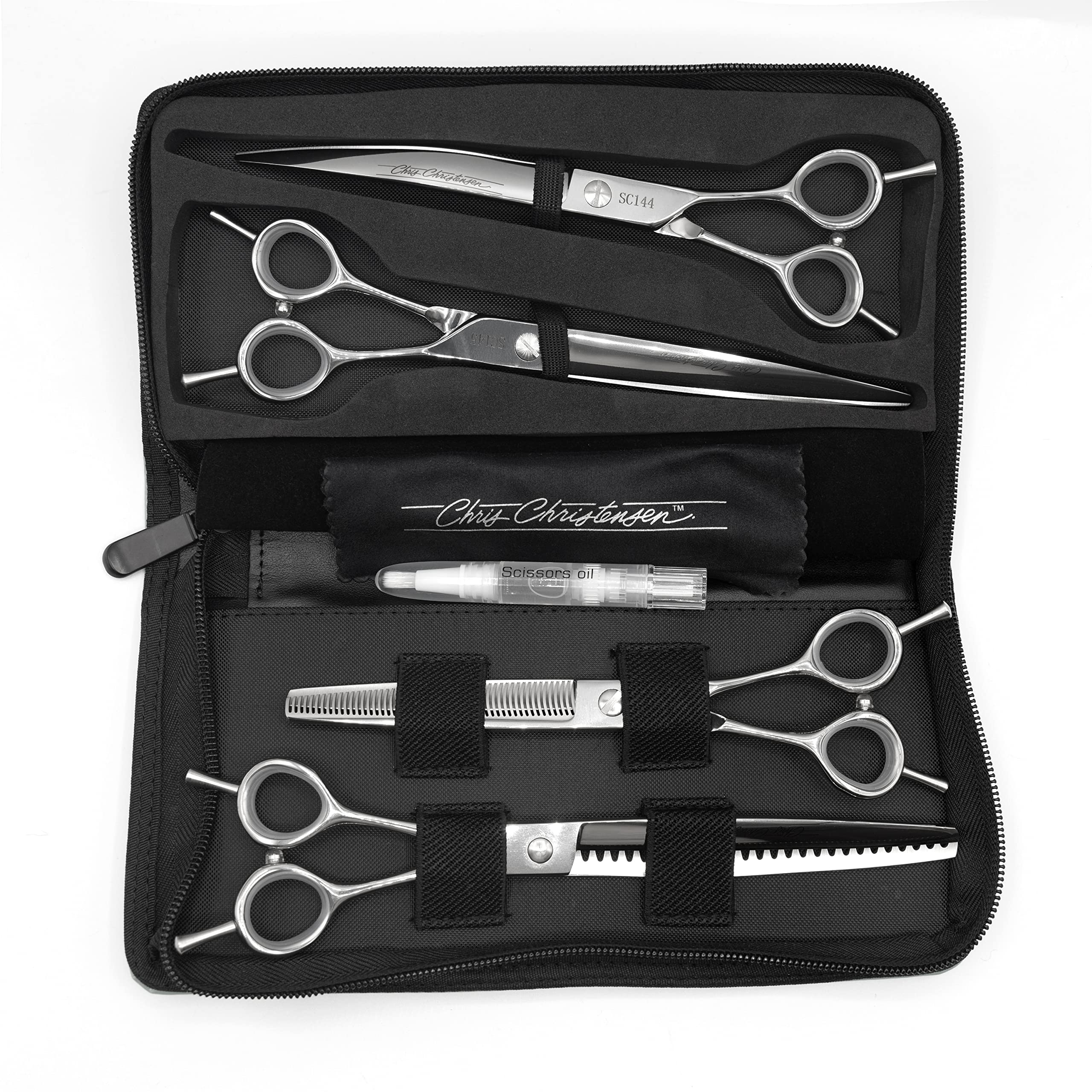 Chris Christensen Classic Series straight shear in case delivers precise grooming for professional results