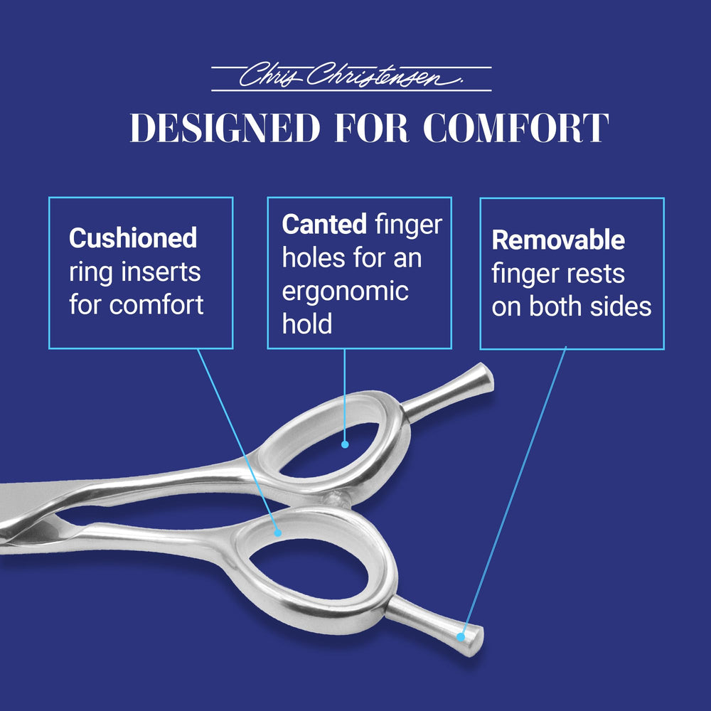 Lightweight balanced Chris Christensen thinning shear supports steady blade movement