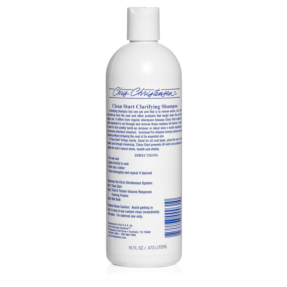Label close-up on Clean Start bottle notes Made in the USA and product benefits
