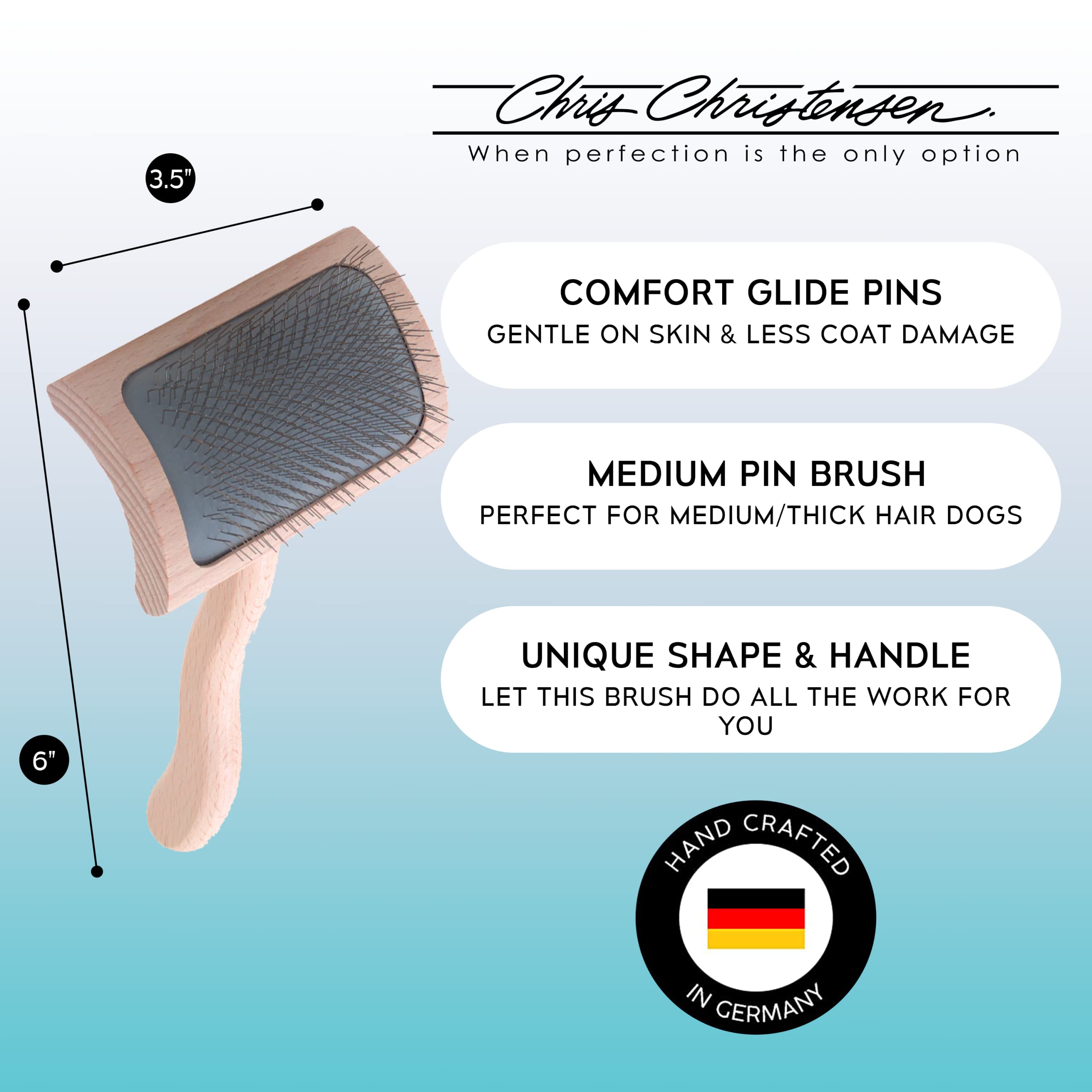 Chris Christensen Mark VI curved slicker brush beech wood body for lightweight durable grooming