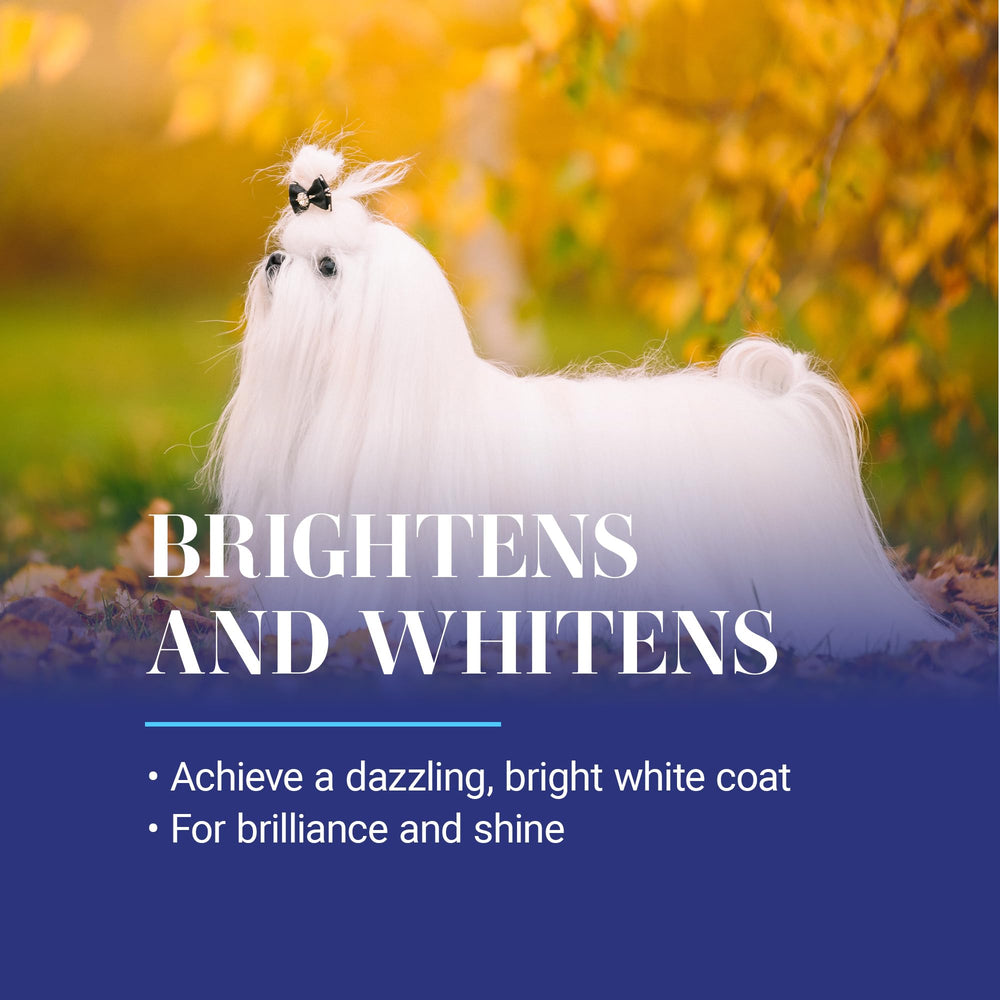 Chris Christensen White on White shampoo puppy-use, gentle formula suitable from 8 weeks.