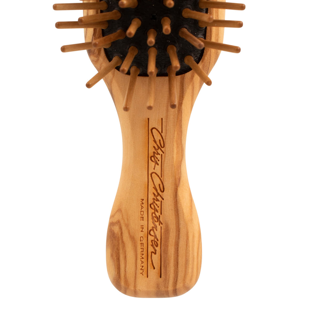 Chris Christensen Static-free brush showing no static cling during brushing session.