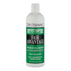 Chris Christensen Pro-line Fair Advantage bottle front view showing volumizing cleansing.