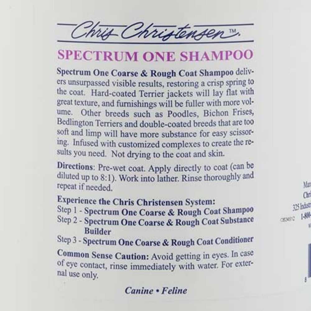 Chris Christensen Spectrum One shampoo after rinse hydrates outer coat