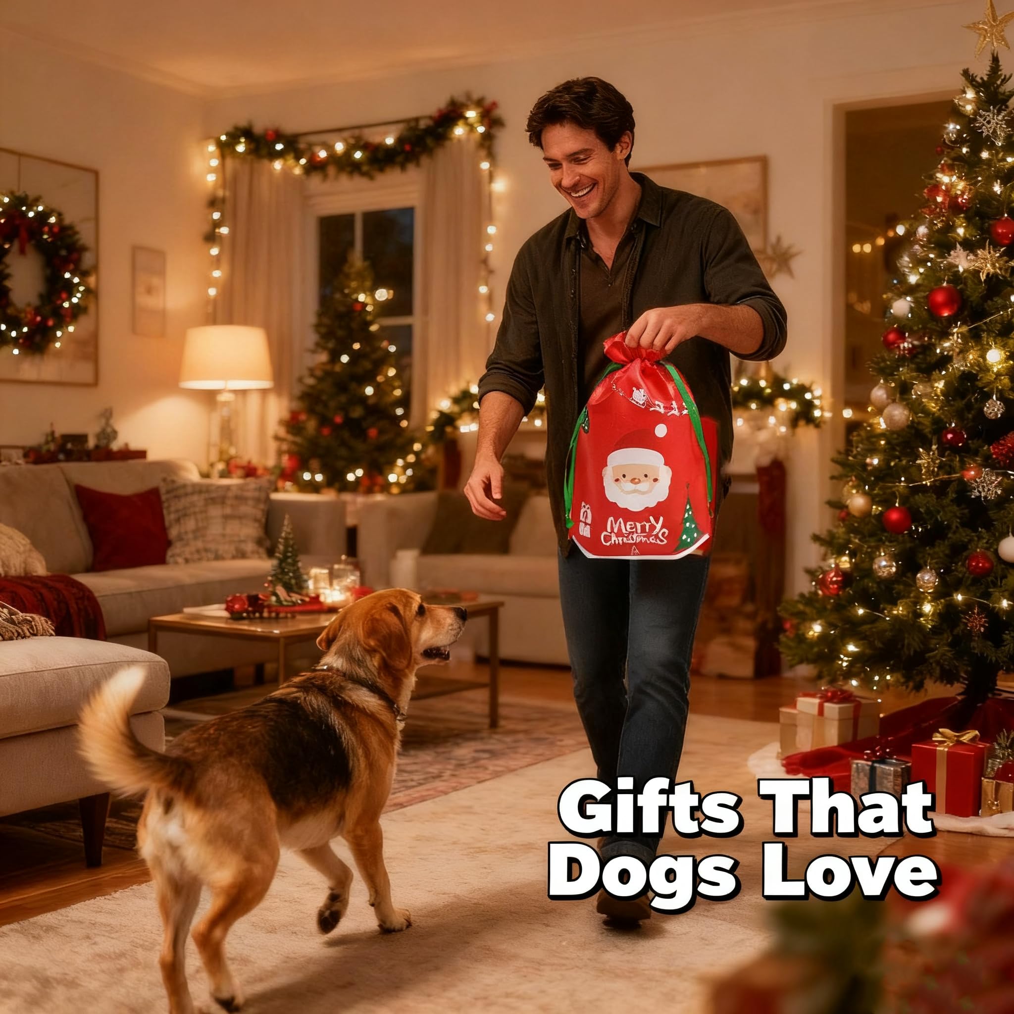 Christmas Dog Toy Set santa-plush close-up highlights engaging squeak for active play