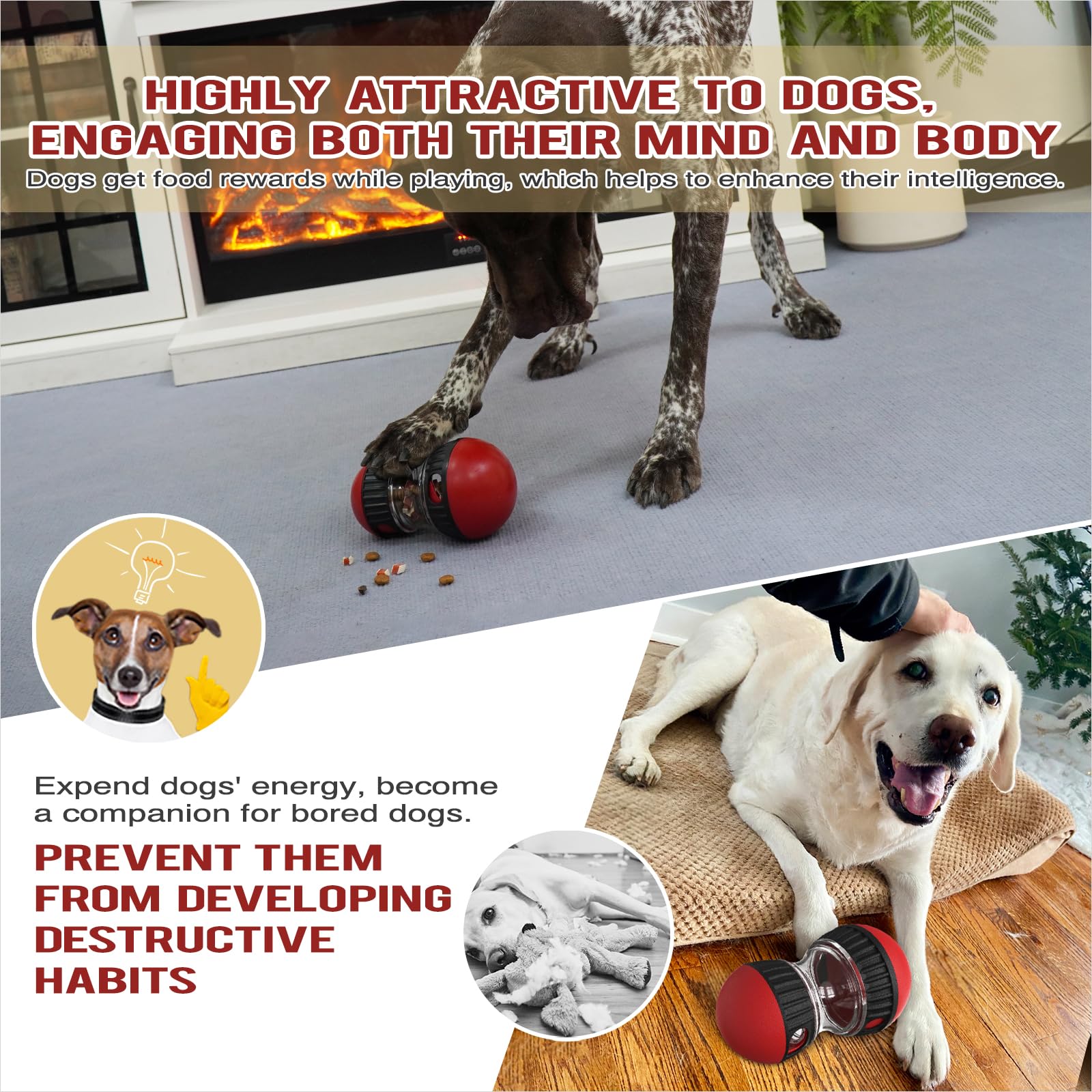 Chronanagese busy-dog-rolling-action — promotes slow eating and extended play