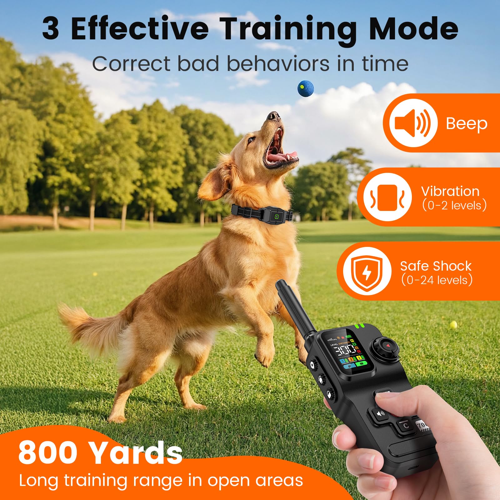 Chtoocy distance display highlights real-time tracking up to 300 yards.