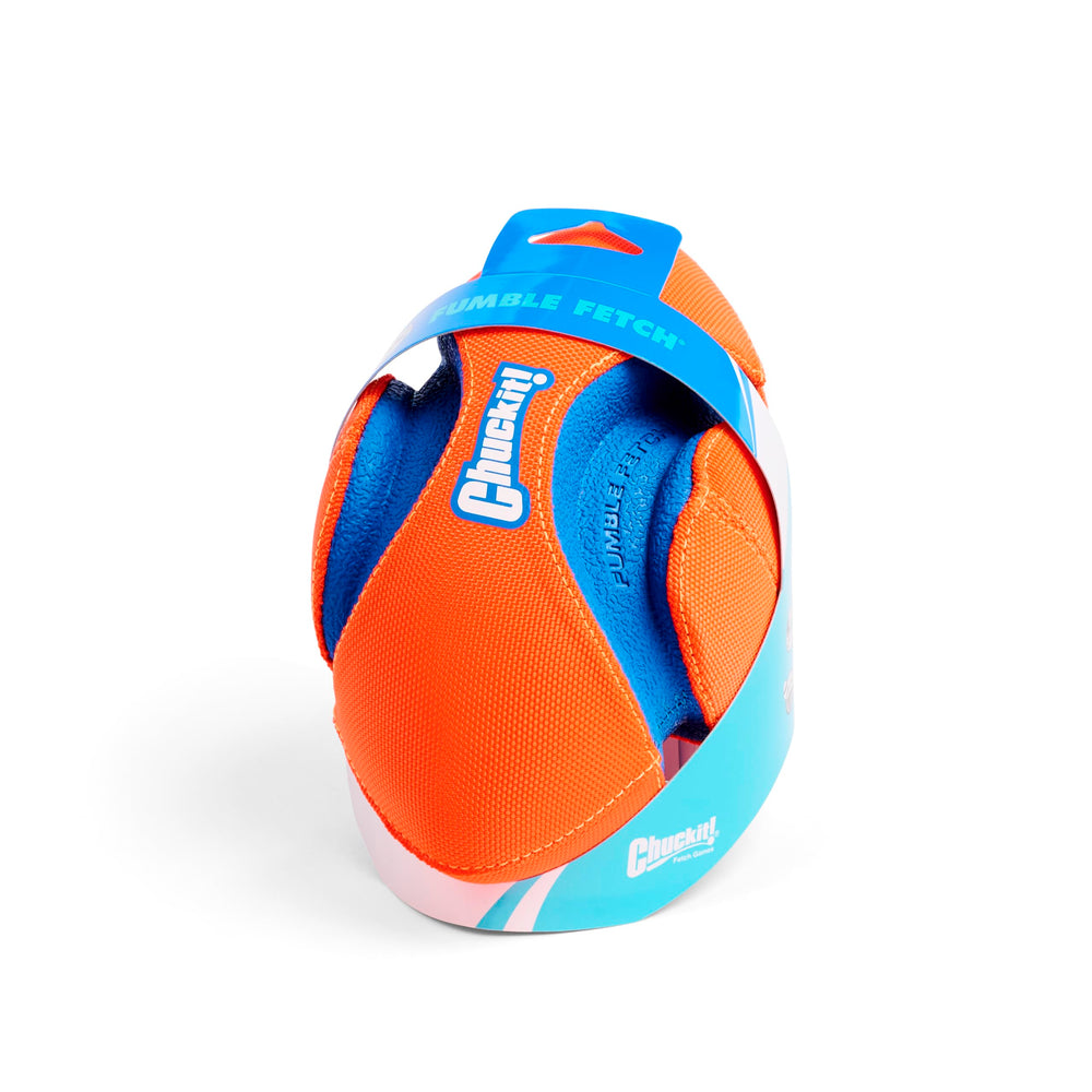 Chuckit! Fumble Fetch durable rubber stands up to outdoor play.