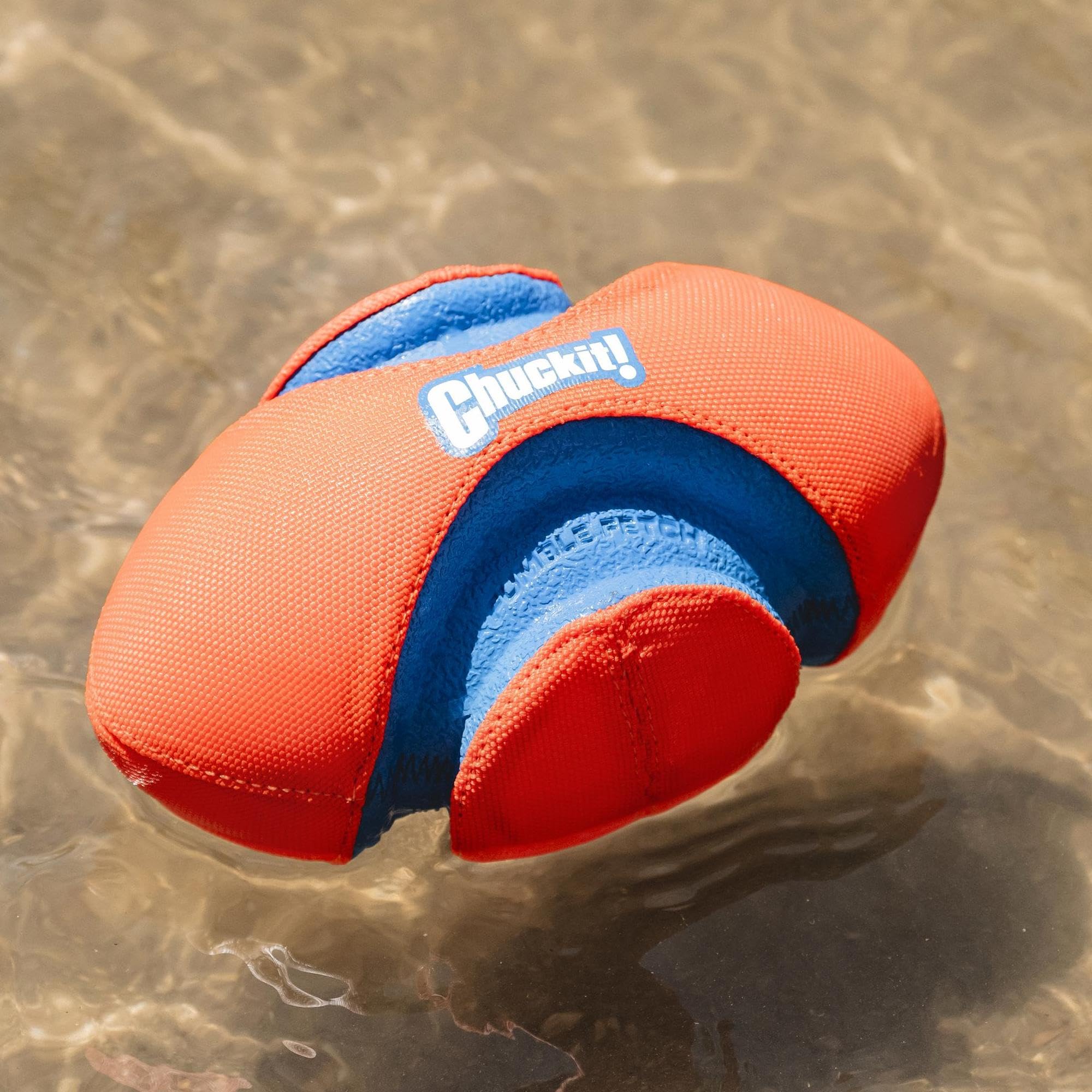 Chuckit! Fumble Fetch grooved design aids secure grip during fetch.