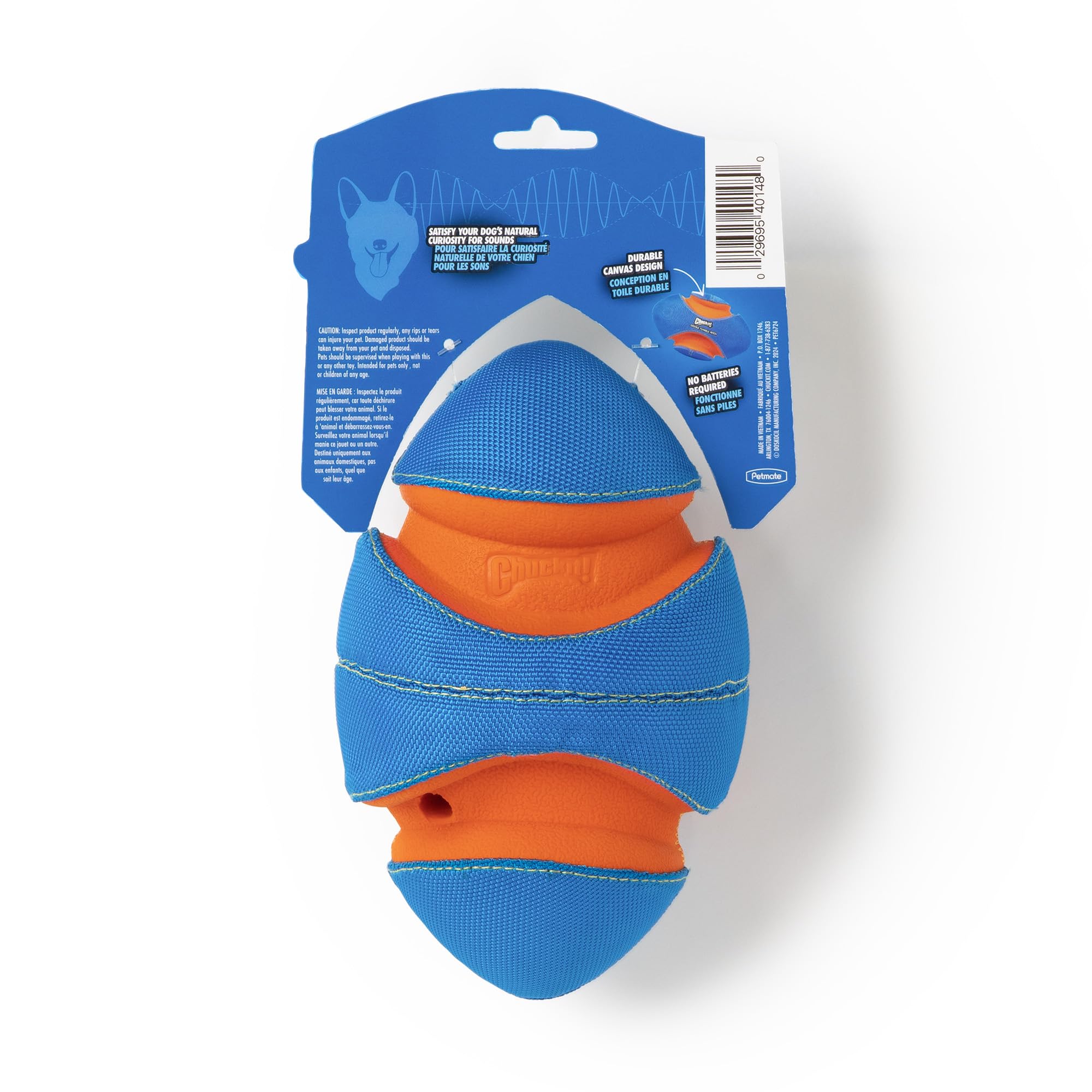 Chuckit! Giggle Fumble ball in canine play highlighting giggle sounds that attract dogs.