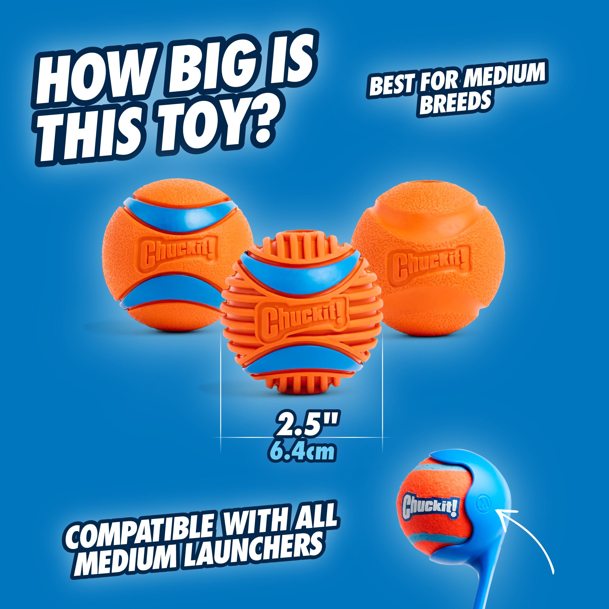 Chuckit Rugged Ball textured ridges engage gums and add tactile play during fetch.