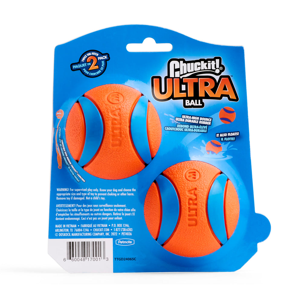 Chuckit! Ultra Ball pack of 2 keeps extra toys ready for outdoor sessions.
