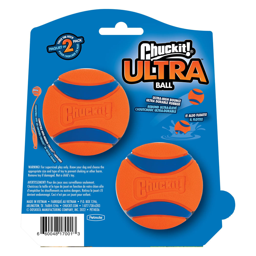 ChuckIt! Ultra Ball high visibility in grass or water aids quick recoveries.