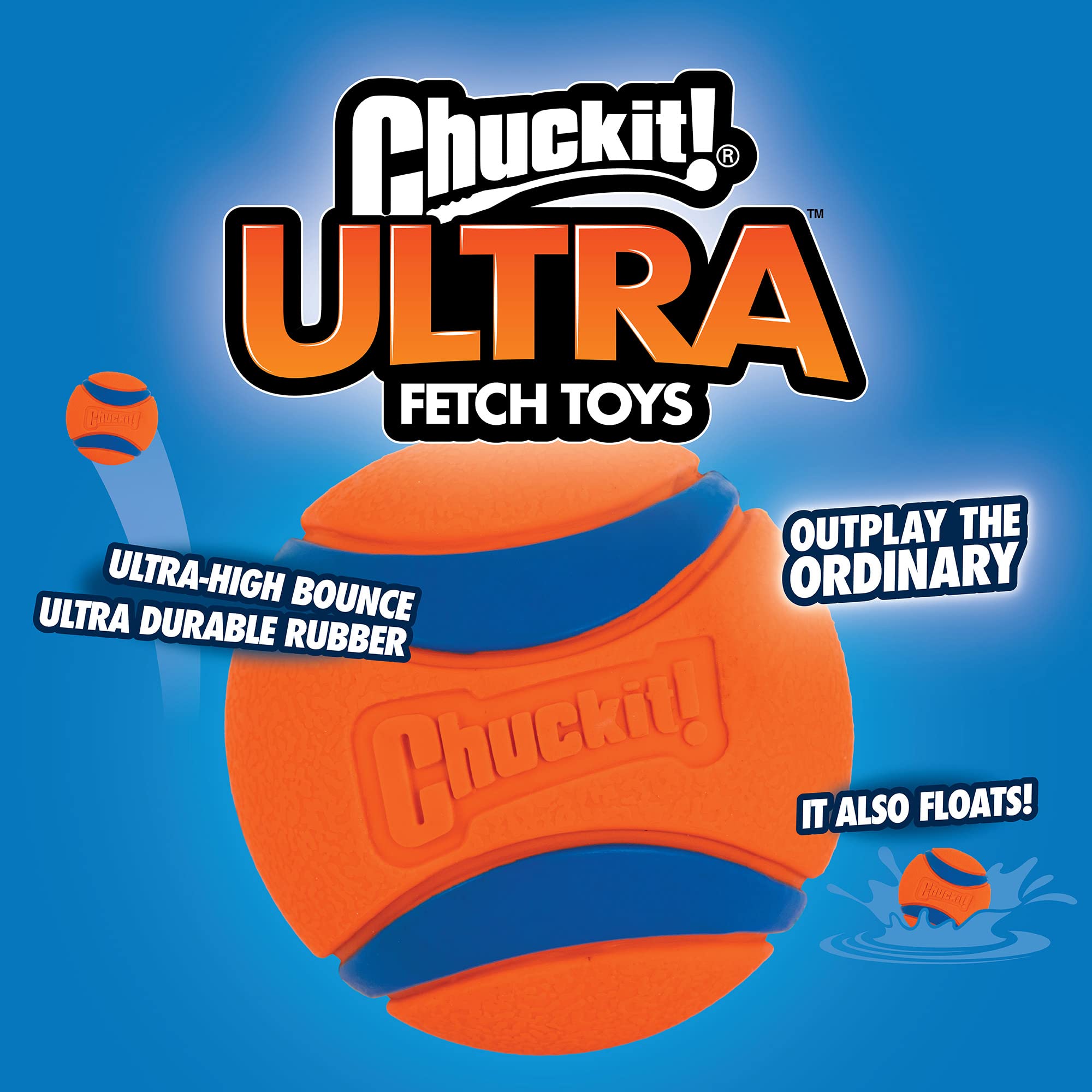 ChuckIt! Ultra Ball water-floating design enables splashy pool play.