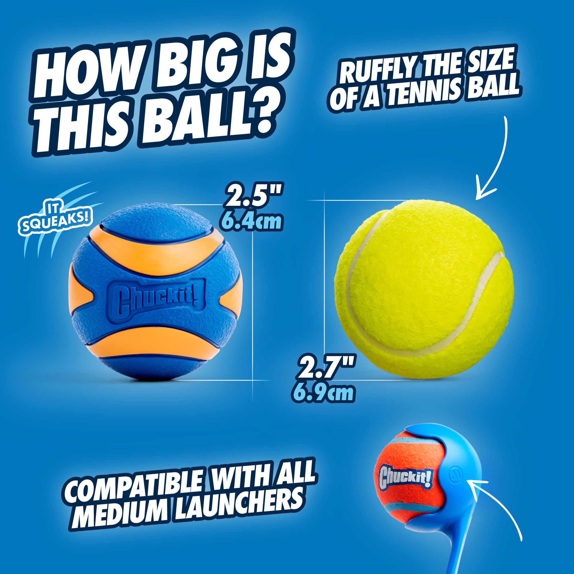 Chuckit! Ultra Squeaker Ball floating in water highlighting buoyant dog toy for waterfront games.
