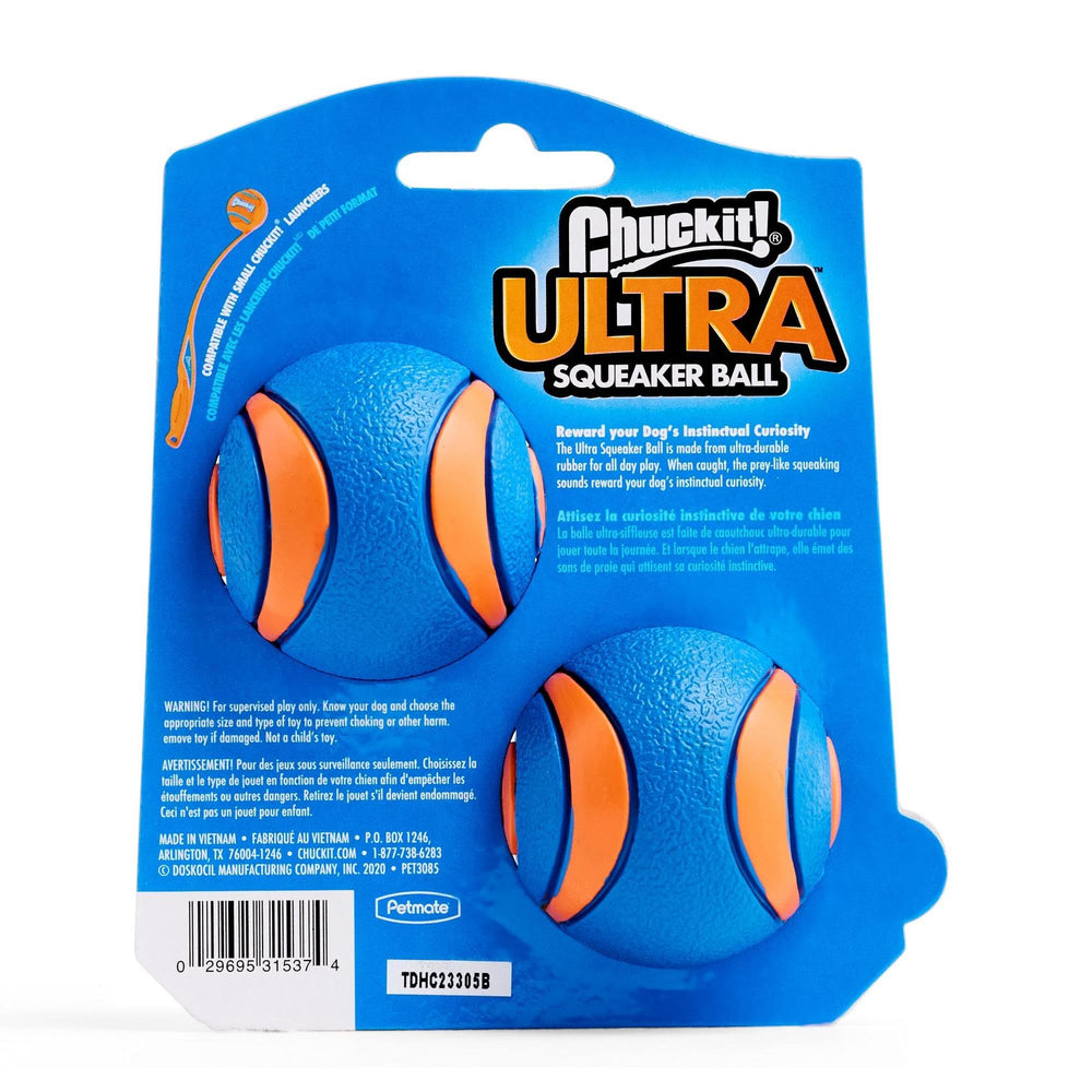 Chuckit! Ultra Squeaker Ball right-side view ready for active play and water fetch.