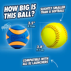 Chuckit Ultra Squeaker Ball XL floating on water for buoyant fetch