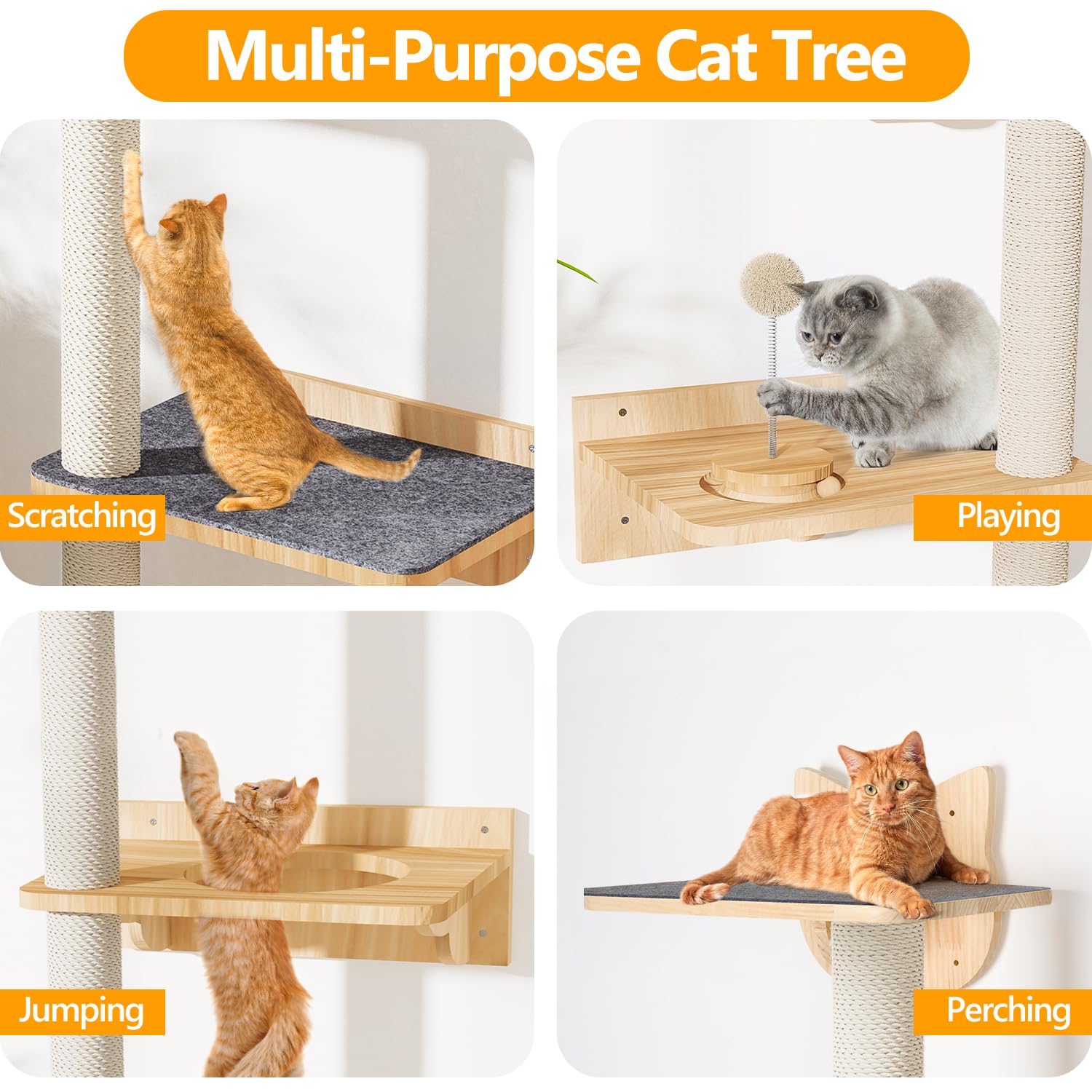 Chuiendi cat shelves wood track ball image demonstrates interactive play