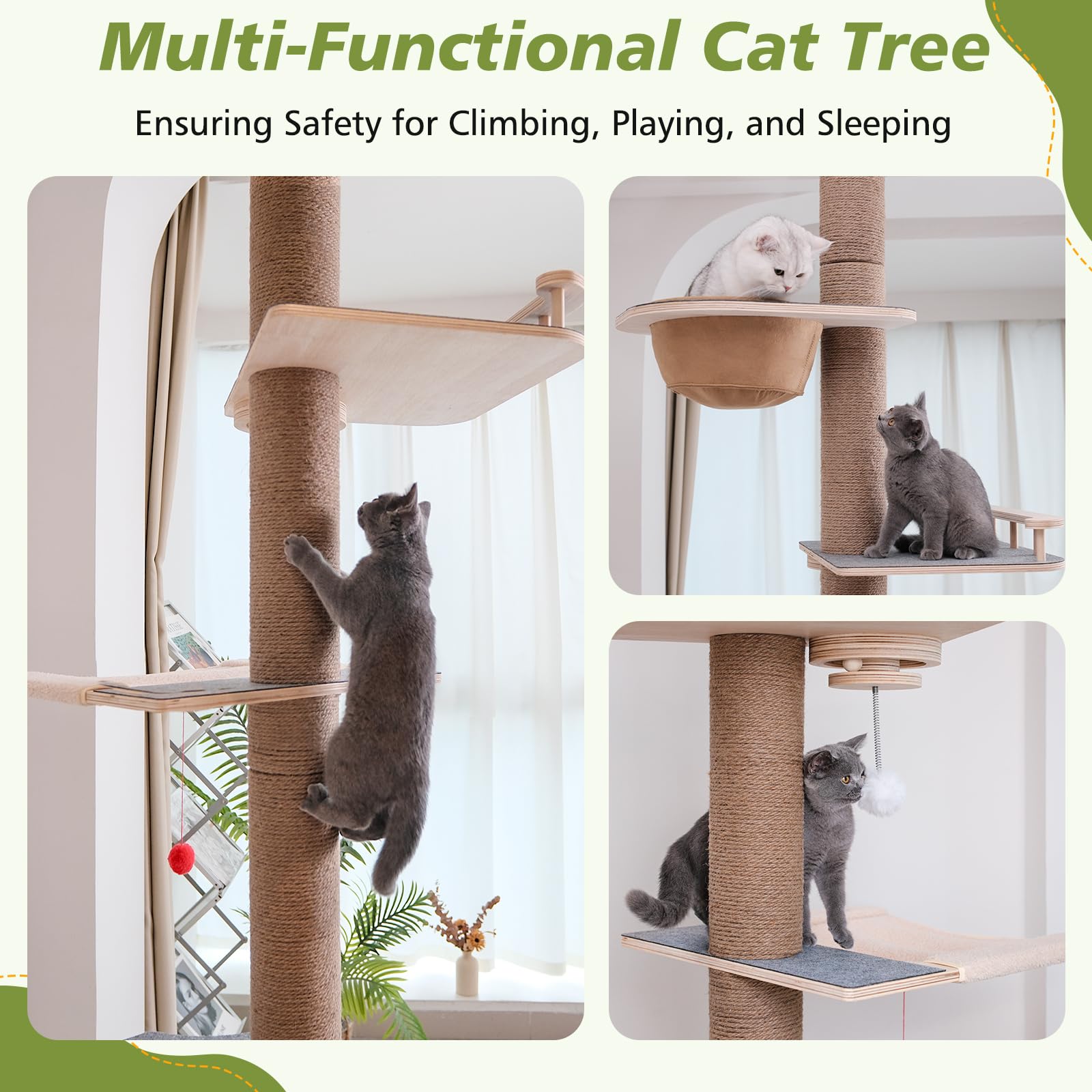 Chuiendi scratching post with sisal rope promotes durable claw care and play.
