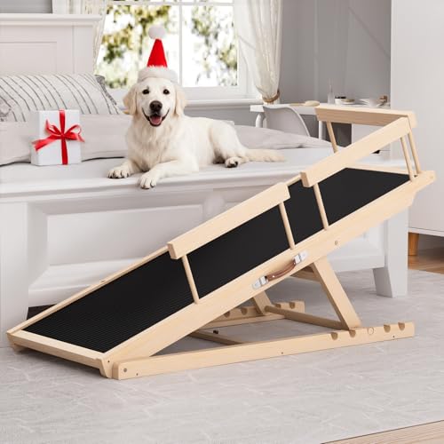 Chuiendi dog ramp fully extended on a high bed for easier access