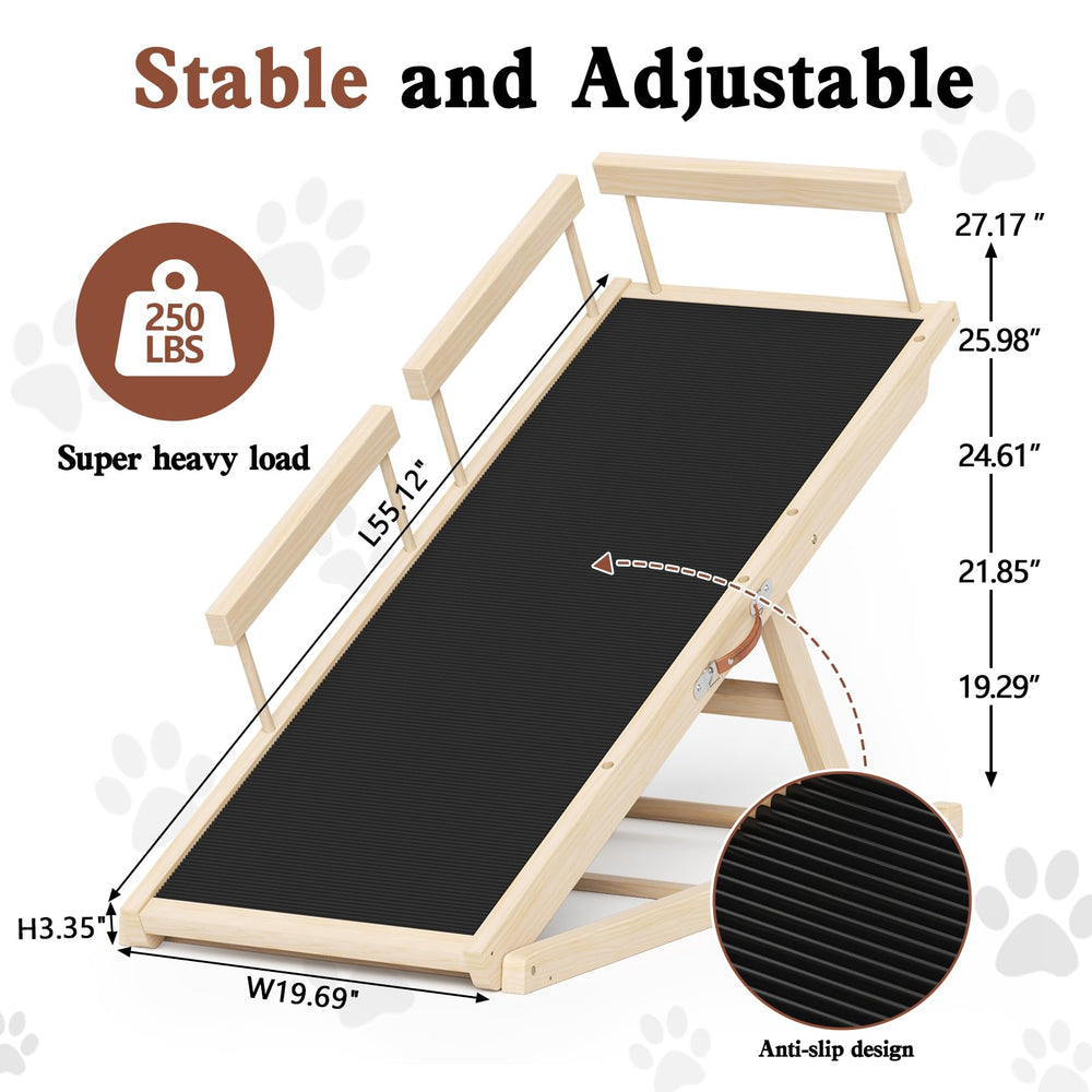 Chuiendi dog ramp with safety rails preventing slips and falls