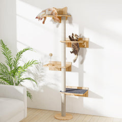 Chuiendi wall-mounted cat tree main view shows space-saving indoor play perch