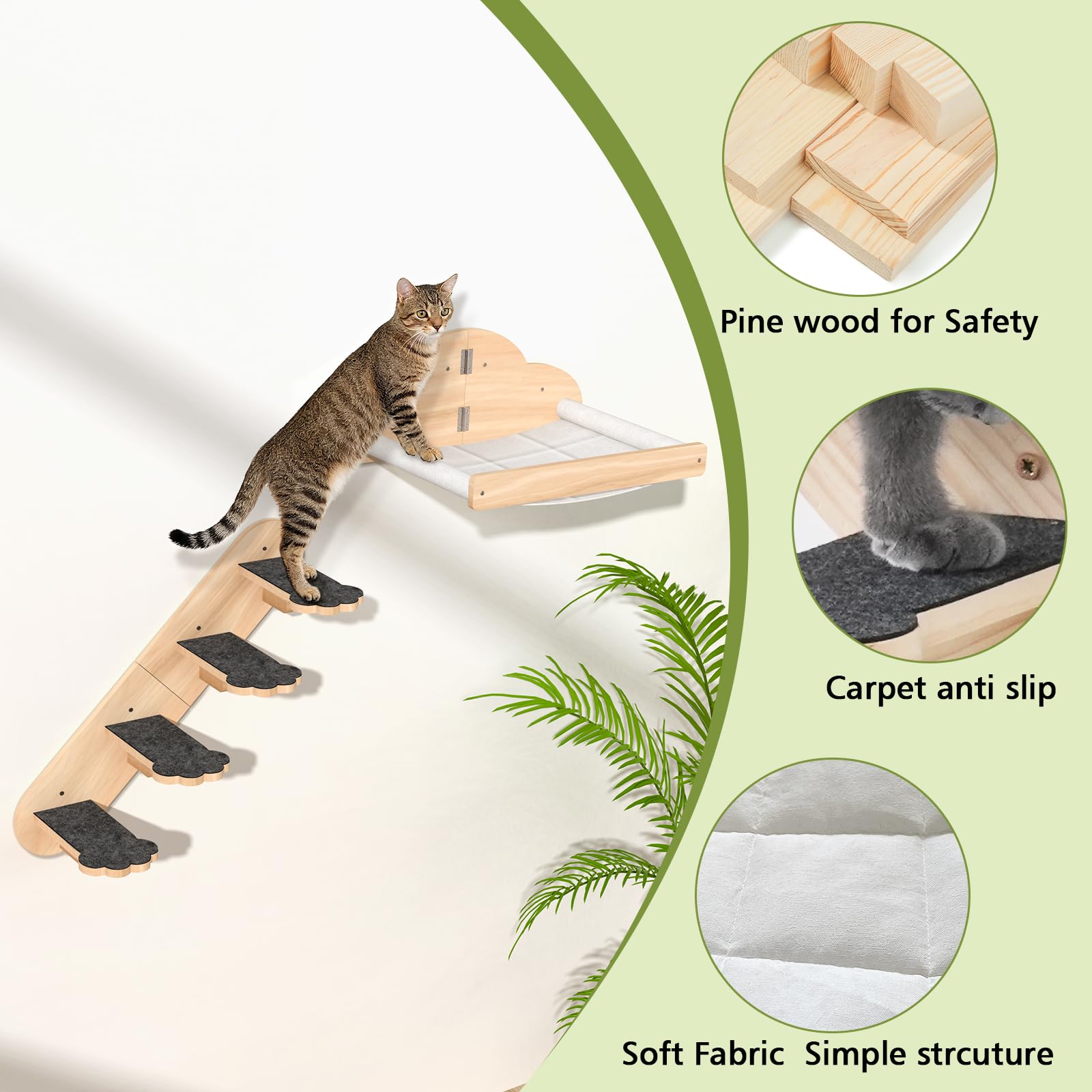 Chuiendi wooden cat shelves with hammock offer sturdy lounging and climbing options.
