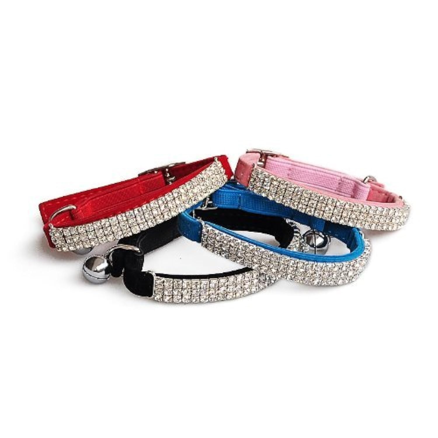 CHUKCHI soft velvet cat collar with diamante bells in black; comfortable and stylish for everyday wear.