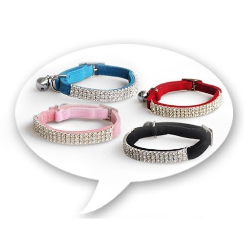 CHUKCHI soft velvet cat collar with diamante bells in pink; adjustable safety and fashion-friendly design.