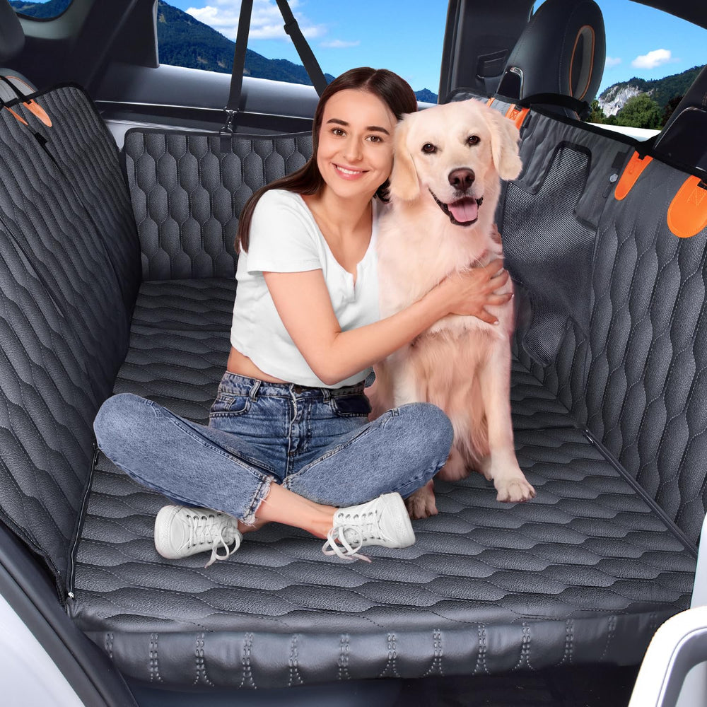 Chumajor 3-in-1 seat extender shows full back seat protection from fur and mud.