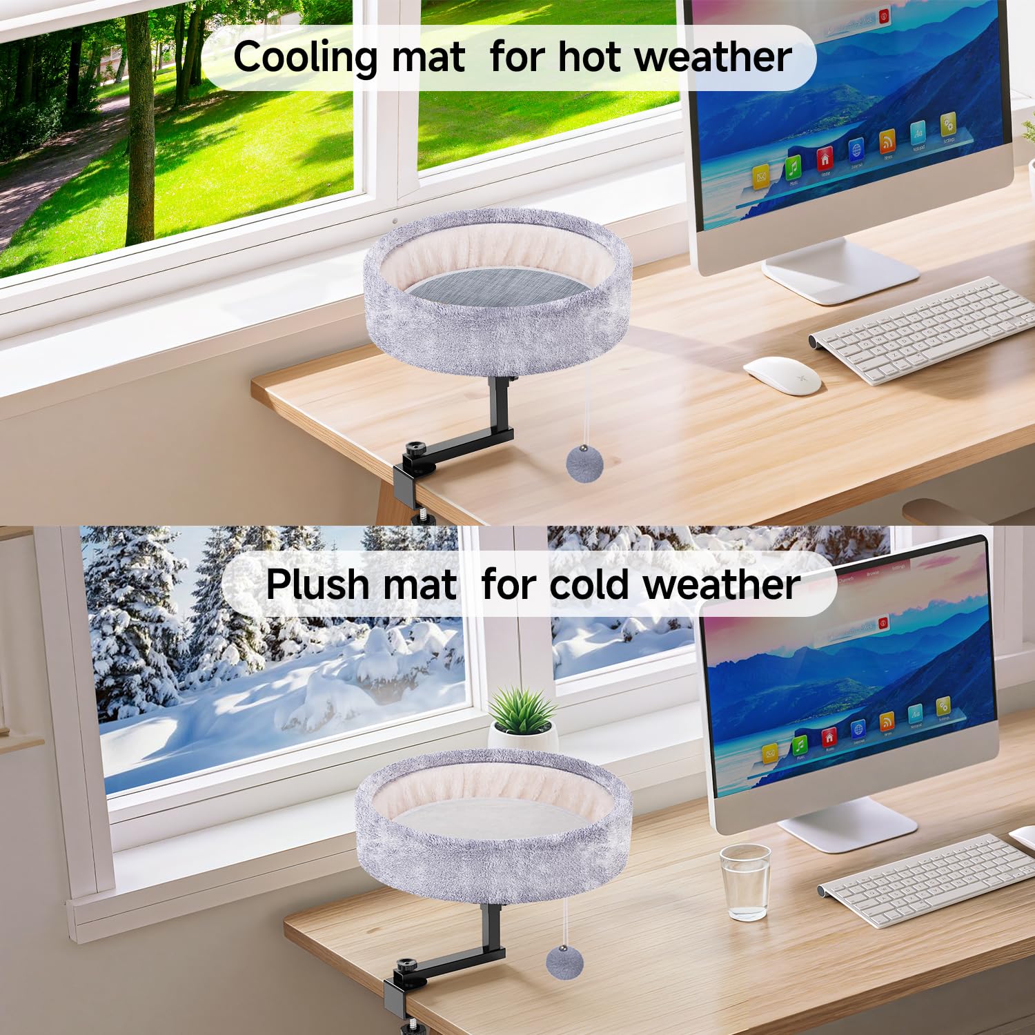 Chumajor Cat Desk Bed compact base saves desk space