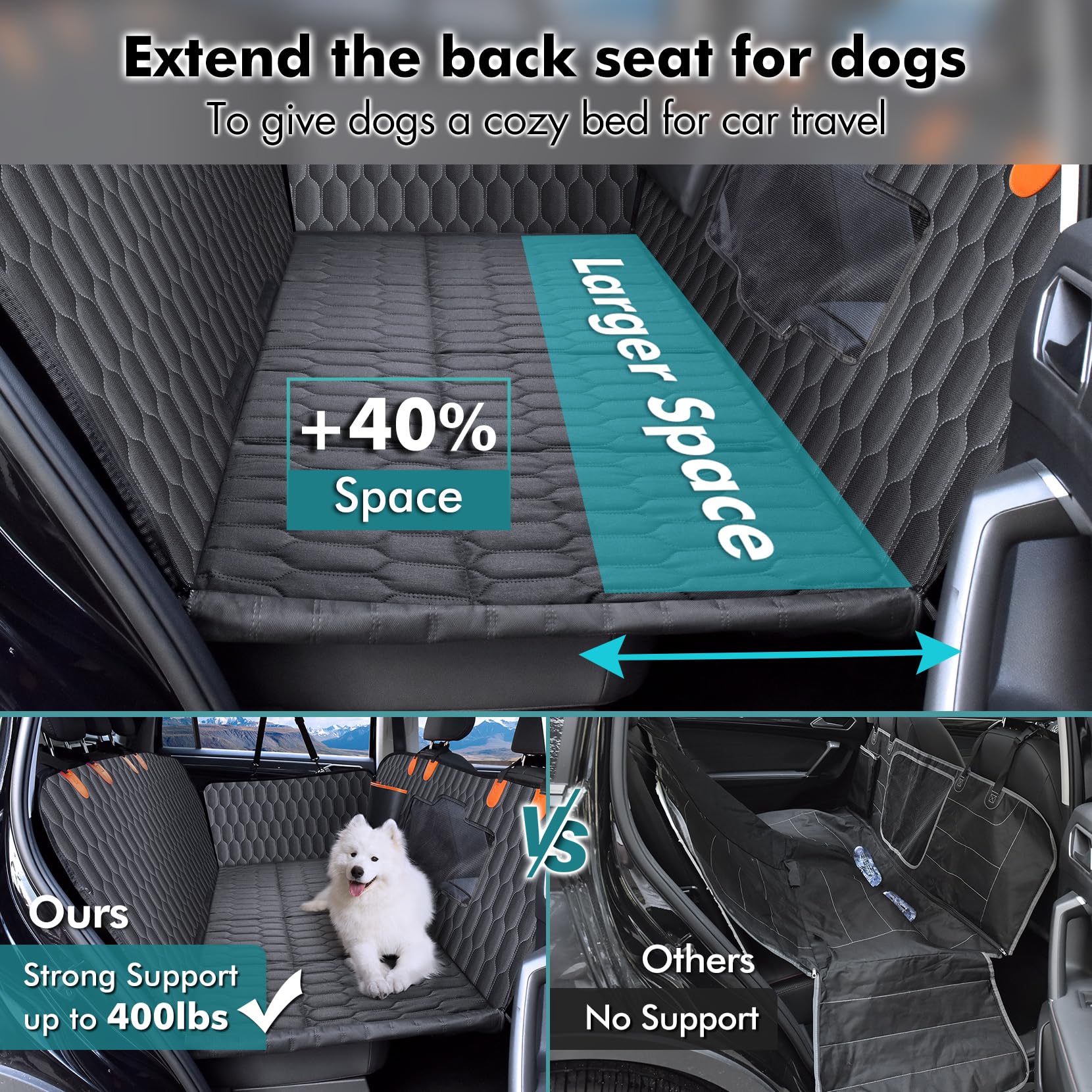 Chumajor dog car seat cover six-layer design protects seats from dirt and fur.