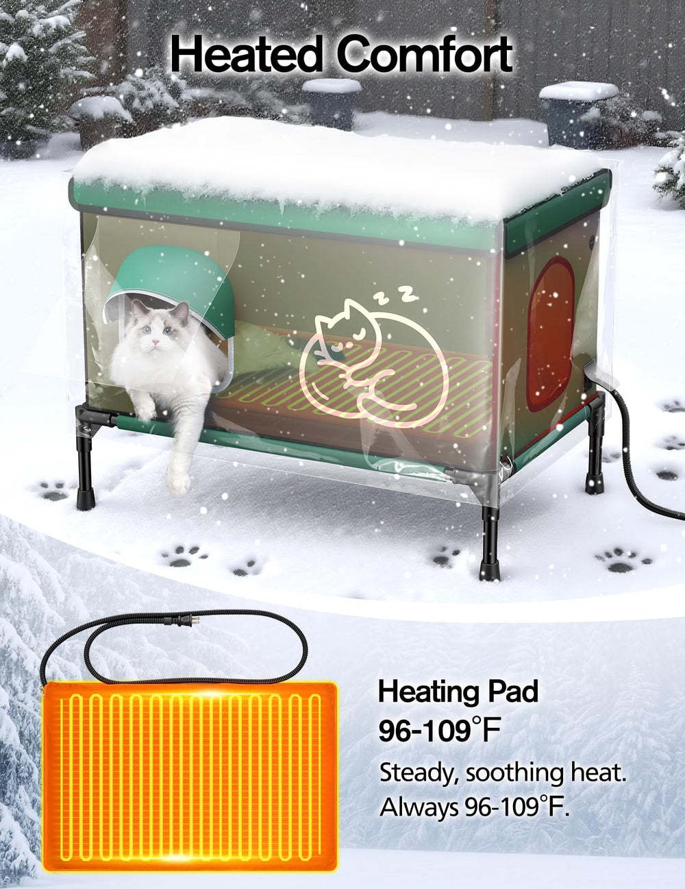 Chumajor insulated cat shelter with six-layer warmth and thermal protection.