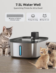 Chumajor water fountain interval-mode dispenses water every 15 minutes.