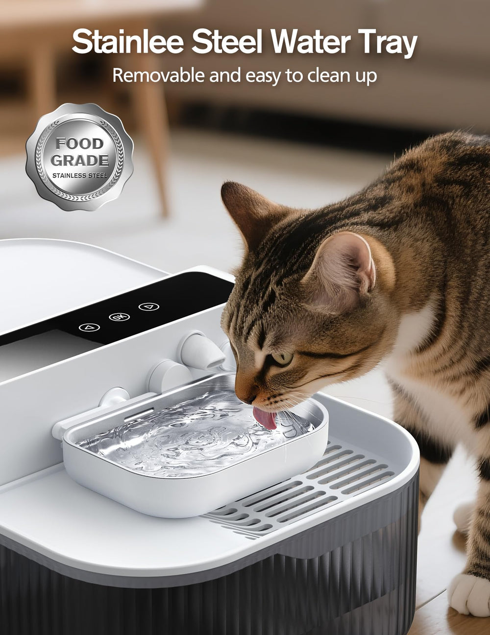 Chumajor fountain operation at 30dB highlights quiet, peaceful hydration for homes.