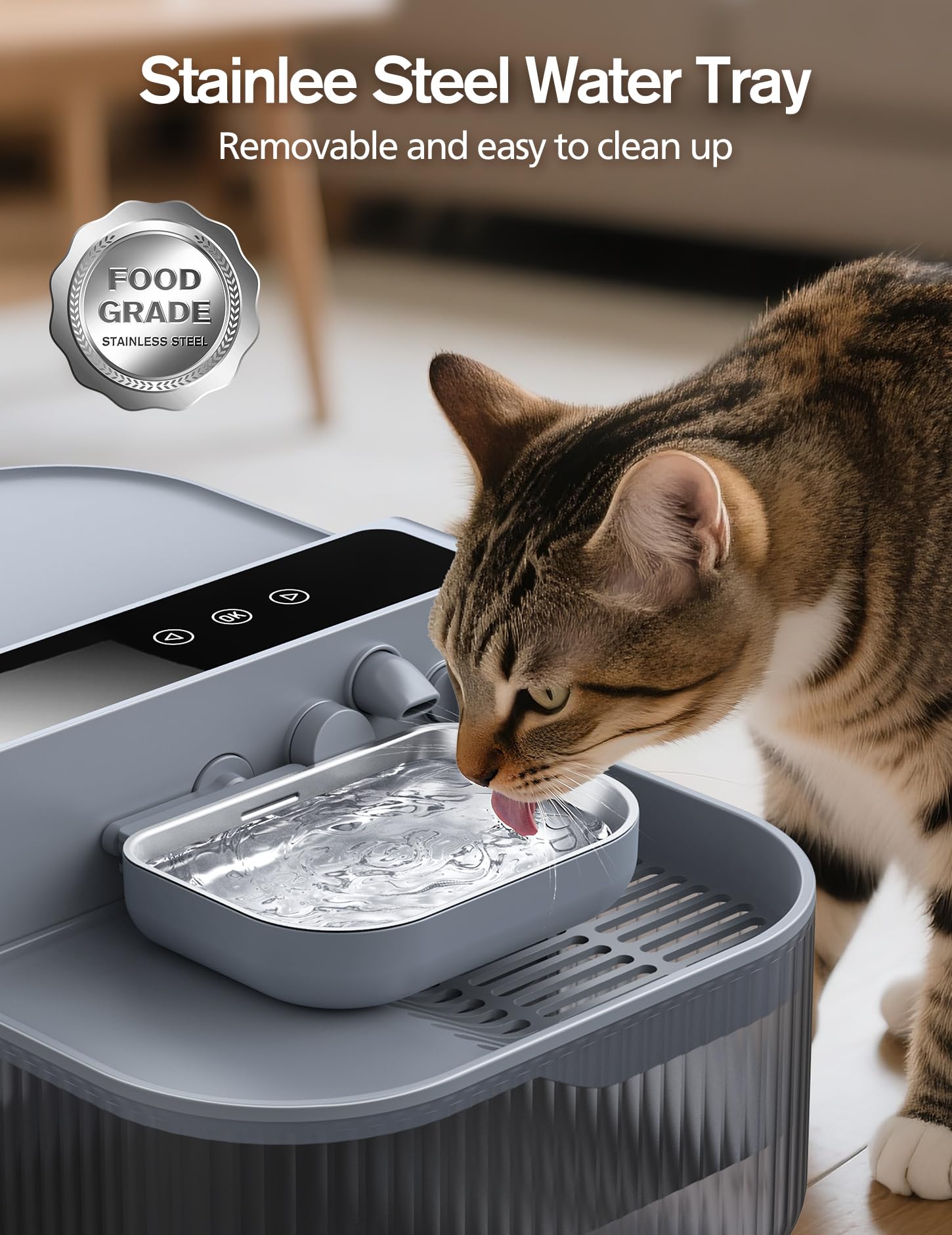 Chumajor Wireless Cat Water Fountain 2L wastewater tank keeps used water separate.