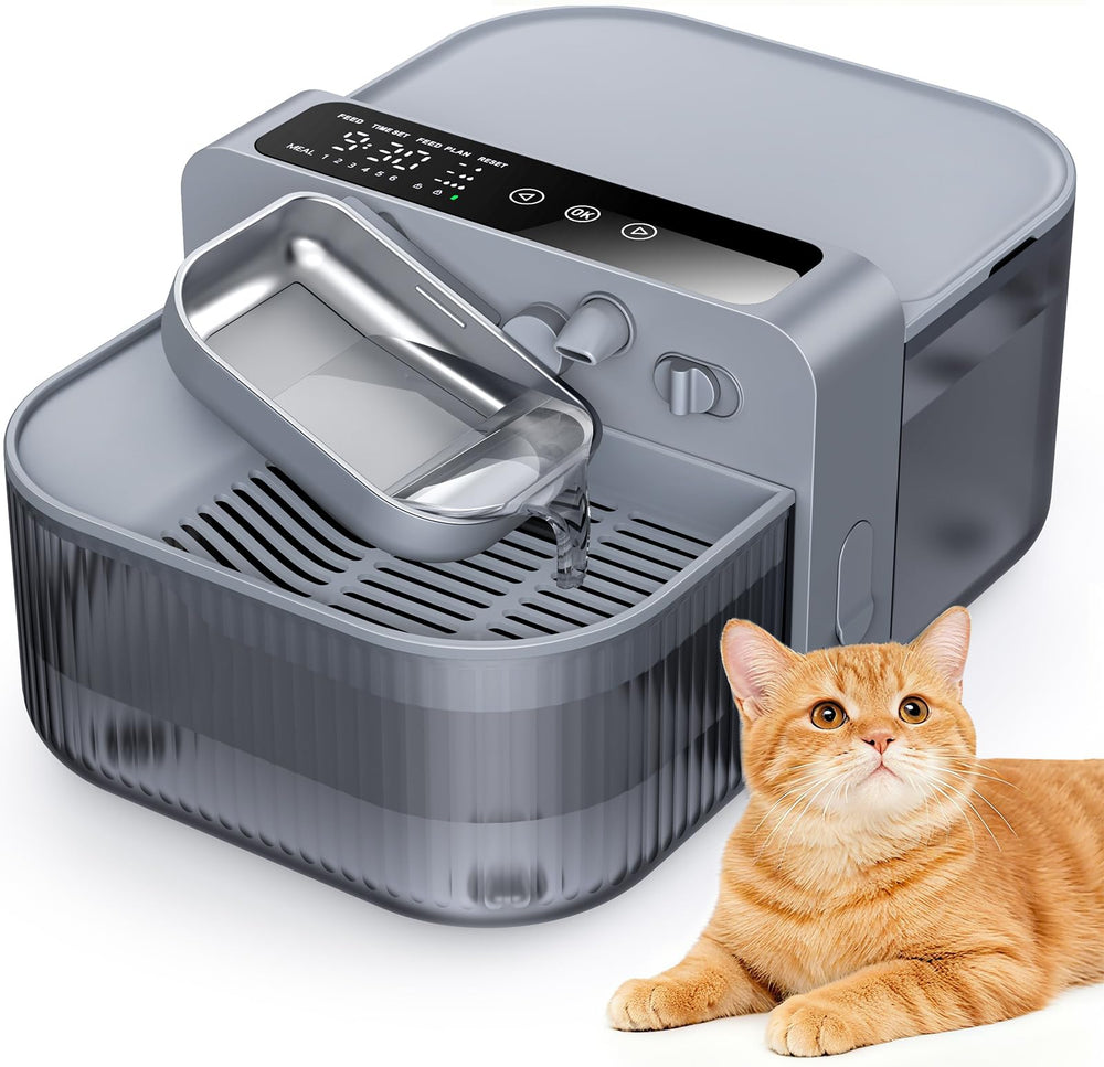 Chumajor Wireless Cat Water Fountain front view in grey shows convenient hydration.